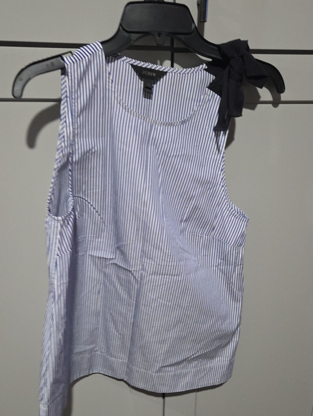J. Crew Blue & White Pinstripe Tie-Shoulder Camisole